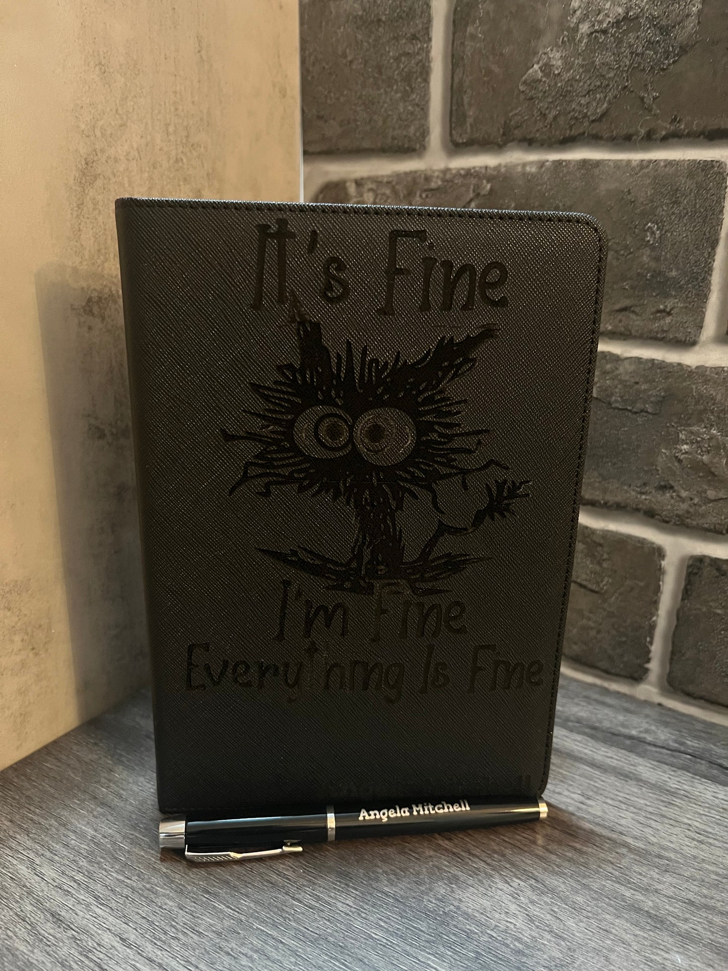 I’m Fine Personalized Leather Journal with Pen