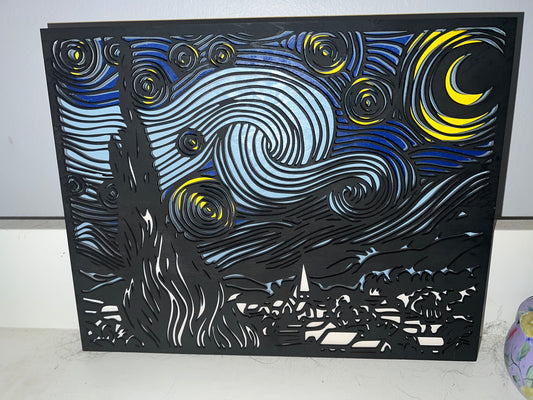 Starry Nights Layered Laser Cut Wall Art without Frame