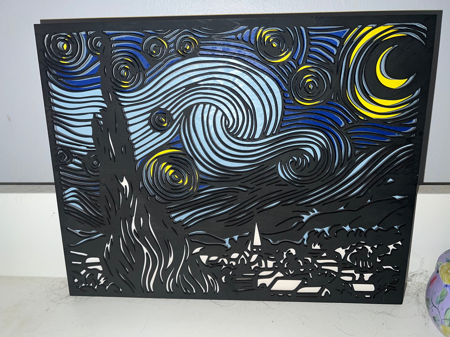 Starry Nights Layered Laser Cut Wall Art with Frame