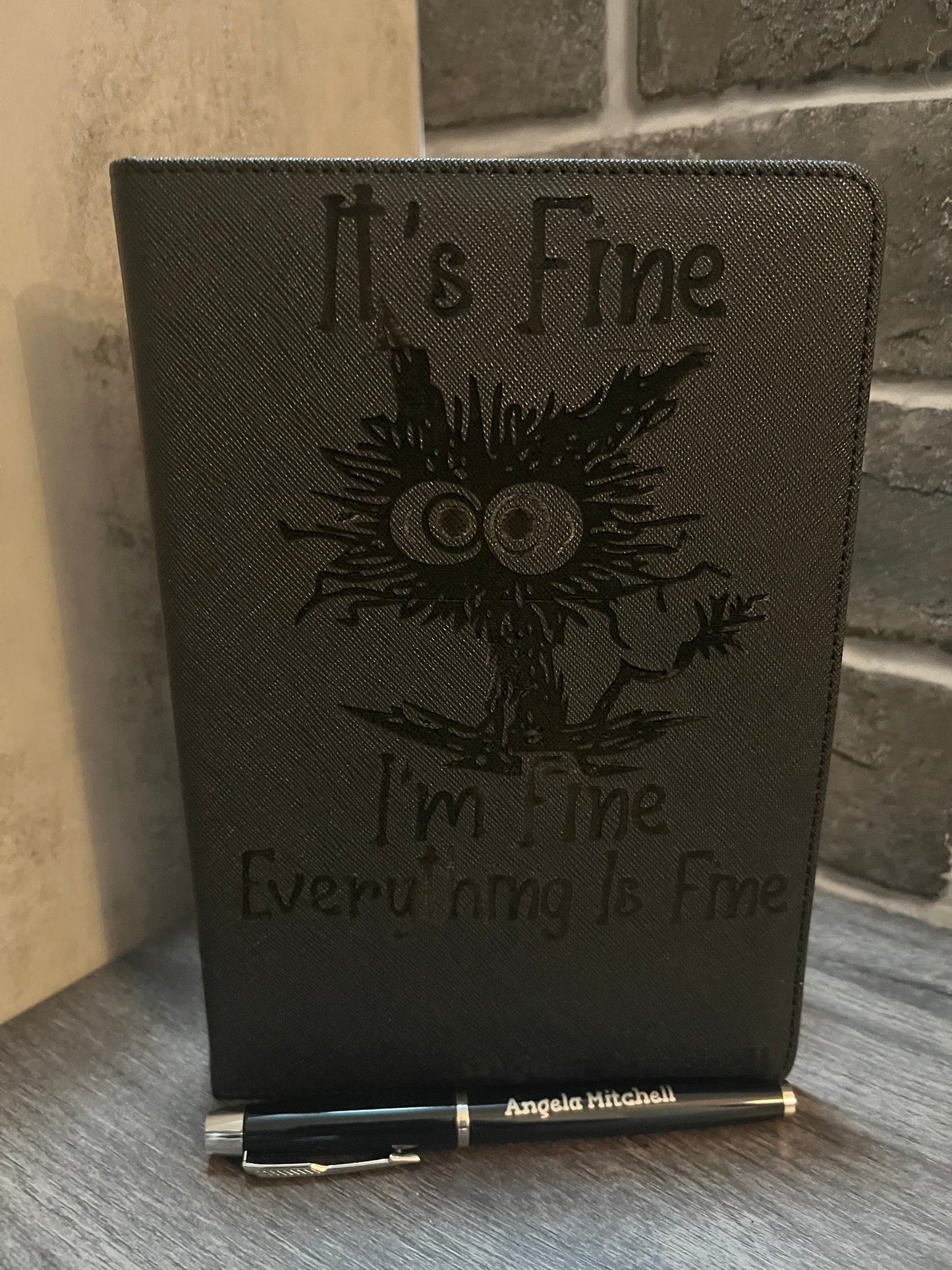 I’m Fine Personalized Leather Journal with Pen