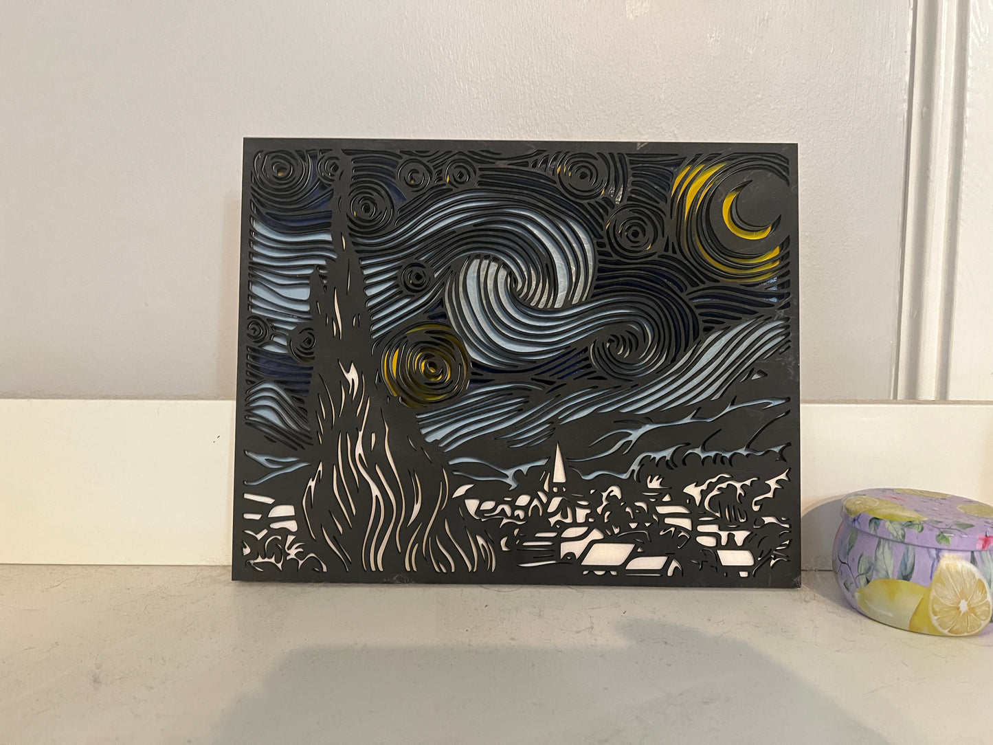 Starry Nights Layered Laser Cut Wall Art with Frame