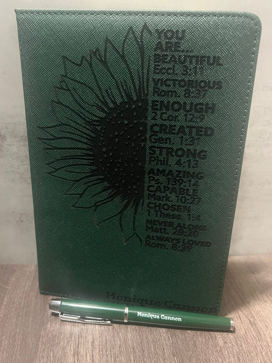 You Are Beautiful Journal en cuir personnalisé avec stylo